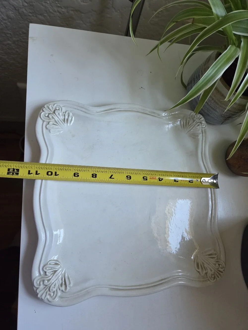1 Vietri Antico Bianco Square Salad Dinner Plate White